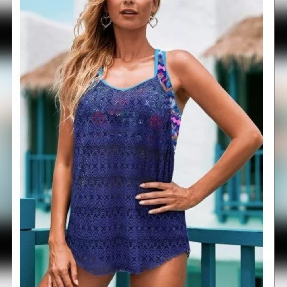Blue Tankini Top Only Doubles As A Workout Top
